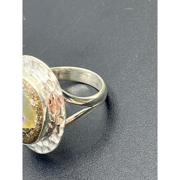 Sterling Silver Bezel Set Cabochon Boulder Opal Ring Size 8.75 - Picture 9 of 11